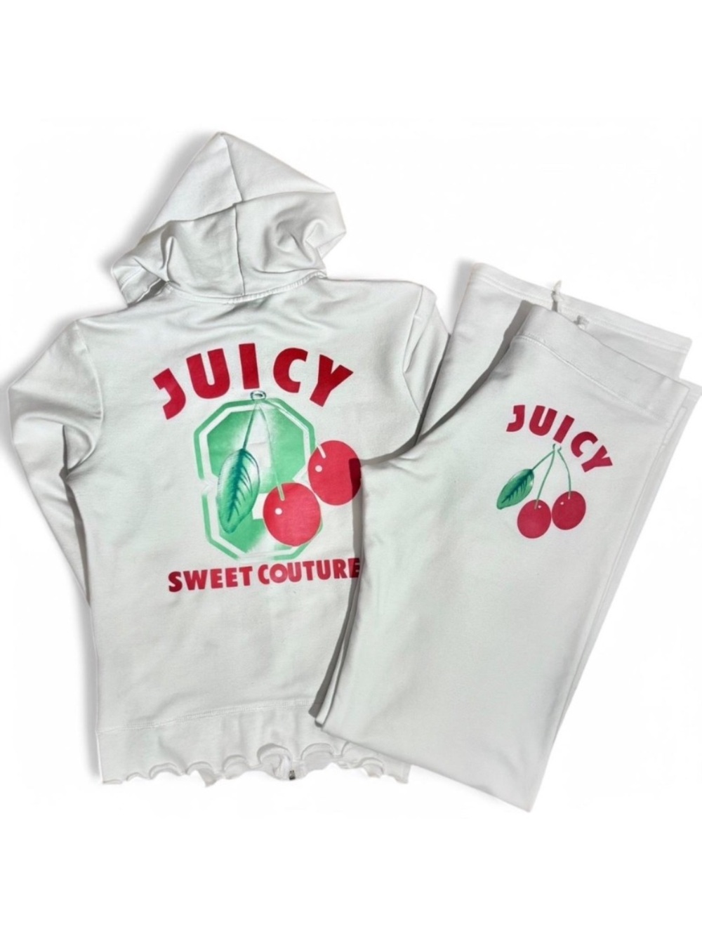 Y2K JUICY COUTURE JUICY SWEET COUTURE CHERRY PRINT WHITE TRACKSUIT